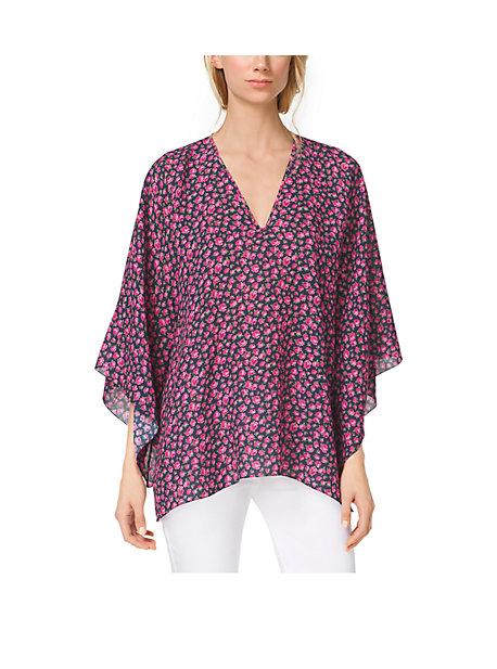 Michael Kors Collection Gladiolus-print Silk-georgette Tunic
