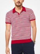 Michael Kors Mens Striped Silk And Cotton Polo Shirt