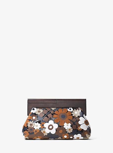 Michael Kors Collection Stanwyck Floral Intarsia Leather Clutch