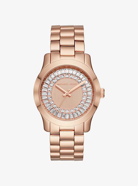 Michael Kors Runway Baguette Rose Gold-tone Watch