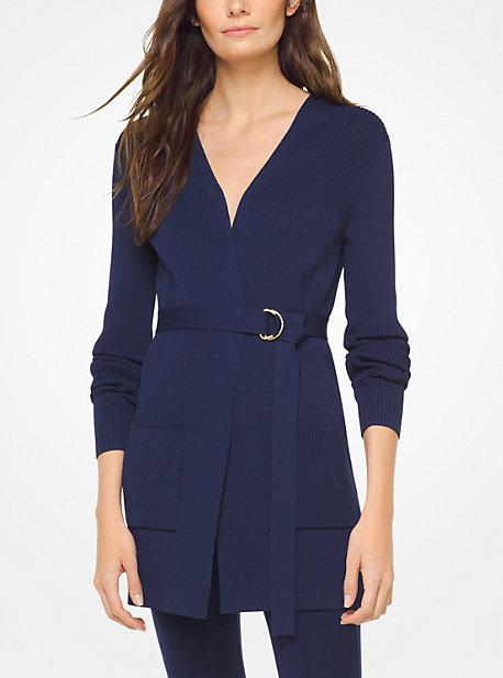 Michael Michael Kors Ribbed Stretch-viscose Cardigan