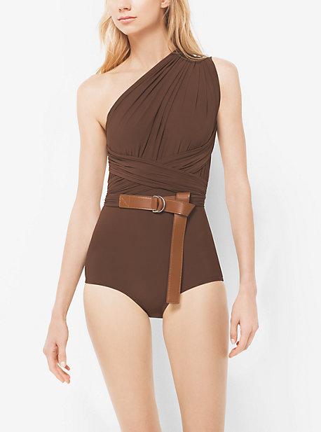 Michael Kors Collection One-shoulder Shirred Maillot