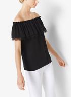 Michael Kors Collection Silk-georgette Off-the-shoulder Top