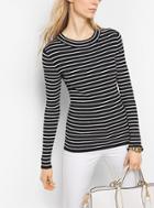 Michael Michael Kors Stretch-viscose Striped Ribbed Sweater