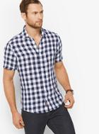 Michael Kors Mens Slim-fit Gingham Linen Shirt