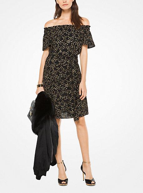 Michael Michael Kors Star Crepe Off-the-shoulder Dress
