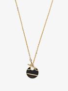 Michael Kors Gold-tone Pave And Black Agate Pendant Necklace