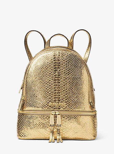 Michael Michael Kors Rhea Medium Metallic Embossed-leather Backpack