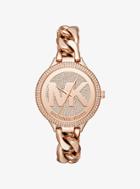 Michael Kors Slim Runway Pave Rose Gold-tone Chain-link Watch