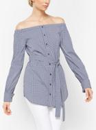 Michael Kors Collection Gingham Cotton-poplin Off-the-shoulder Tunic