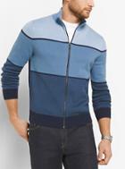 Michael Kors Mens Color-block Cotton Mock-neck Sweater
