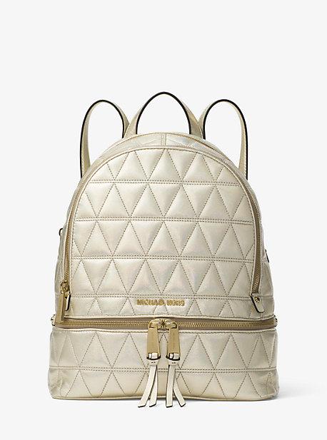 Michael Michael Kors Rhea Medium Metallic Quilted-leather Backpack