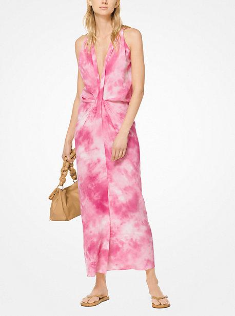 Michael Kors Collection Tie-dye Crepe De Chine Column Dress