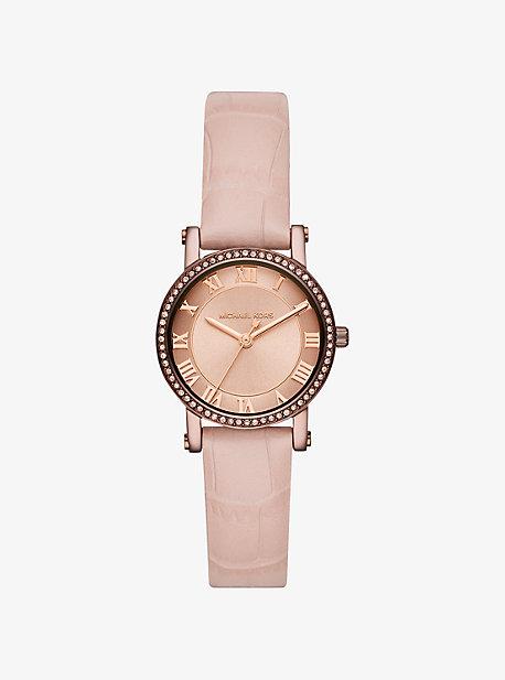 Michael Kors Petite Norie Pave Sable-tone Embossed Leather Watch