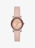 Michael Kors Petite Norie Pave Sable-tone Embossed Leather Watch