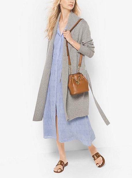 Michael Michael Kors Merino Wool And Cashmere Ribbed Cardigan