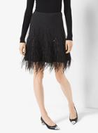 Michael Kors Collection Feather-embroidered Cashmere Skirt