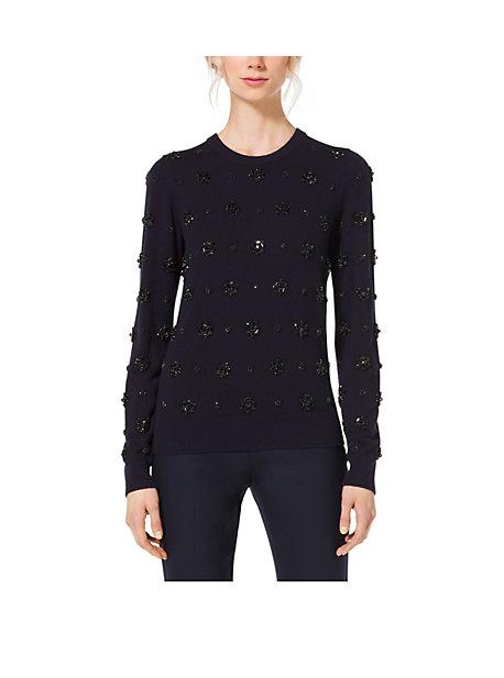 Michael Kors Collection Gem-embroidered Cashmere Sweater