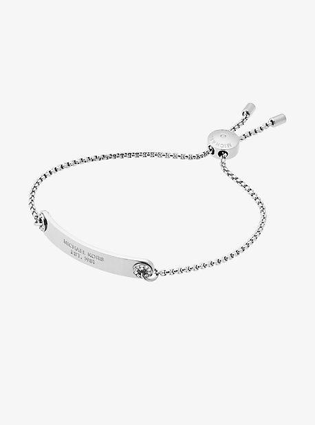 Michael Kors Pave Silver-tone Logo Plaque Slider Bracelet