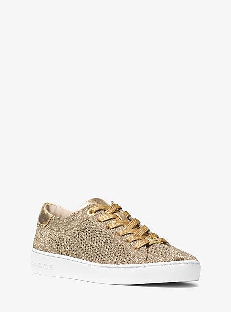 Michael Michael Kors Skyler Metallic Leather And Knit Sneaker