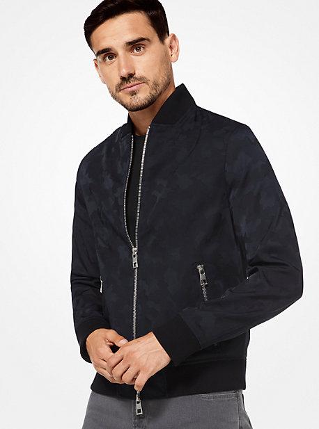 Michael Kors Mens Camouflage Nylon And Wool Bomber Jacket