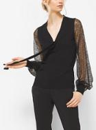 Michael Kors Collection Merino Wool And Lace Blouse