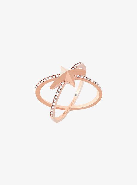 Michael Kors Pave Rose Gold-tone Celestial Crossover Ring