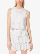 Michael Michael Kors Cropped Eyelet-embroidered Cotton Top
