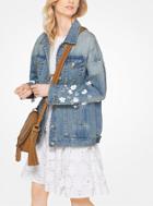 Michael Michael Kors Floral-embellished Oversized Denim Jacket