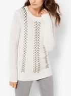 Michael Kors Beaded Cable-knit Sweater