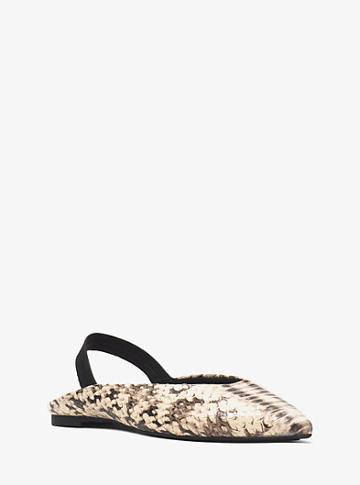 Michael Michael Kors Eliza Snake-embossed Leather Flat