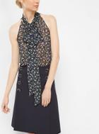 Michael Kors Collection Floral Silk-georgette Sleeveless Bow Blouse