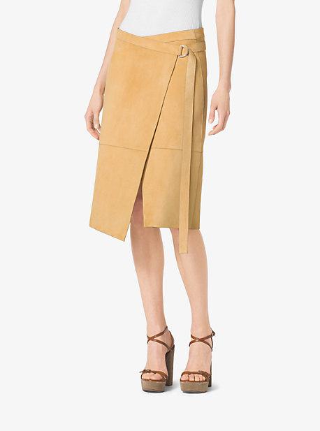 Michael Kors Collection Belted Wrap Suede Skirt