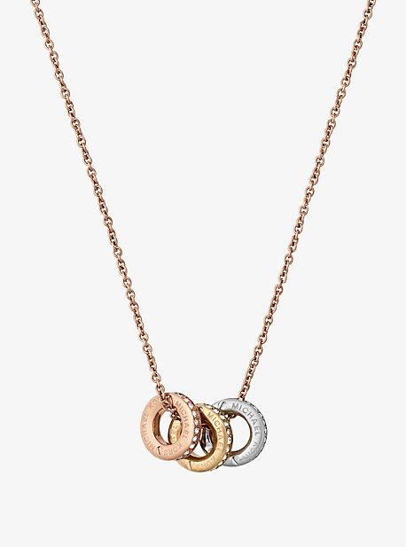 Michael Kors Tri-tone Logo Pendant Necklace