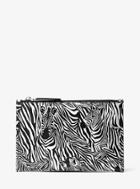 Michael Kors Collection Bancroft Large Zebra Print Calf Leather Pouch