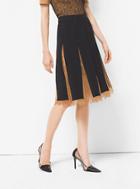 Michael Kors Collection Double Crepe-sable And Chantilly Lace Slashed Skirt