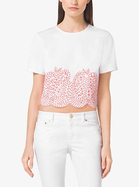 Michael Michael Kors Embellished Cropped Denim Top