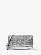 Michael Michael Kors Jet Set Travel Metallic Embossed-leather Crossbody Clutch