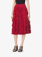 Michael Kors Collection Floral-embroidered Washed-faille Skirt