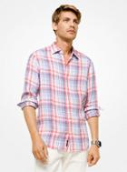 Michael Kors Mens Tailored/classic-fit Check Linen Shirt