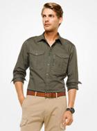 Michael Kors Mens Slim-fit Cotton Safari Shirt