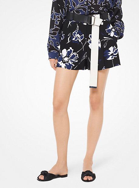 Michael Kors Collection Floral Crepe-cady Shorts