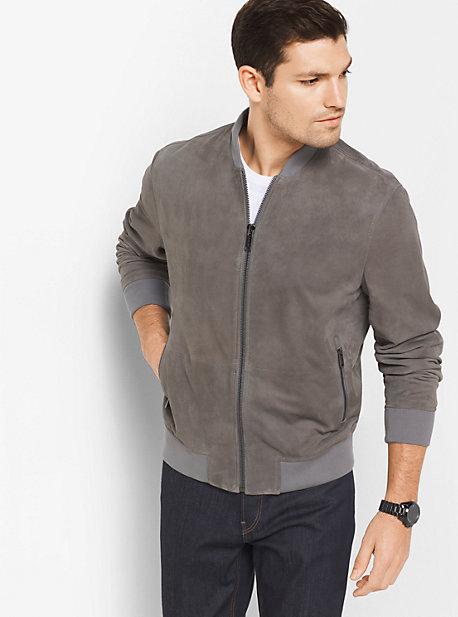 Michael Kors Mens Suede Bomber Jacket