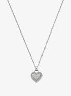 Michael Kors Pave Silver-tone Heart Pendant Necklace