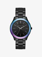 Michael Kors Slim Runway Black-tone And Iridescent Watch