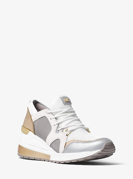 Michael Michael Kors Scout Metallic Leather And Mesh Sneaker