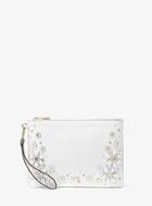 Michael Michael Kors Medium Floral Embellished Pebbled Leather Pouch