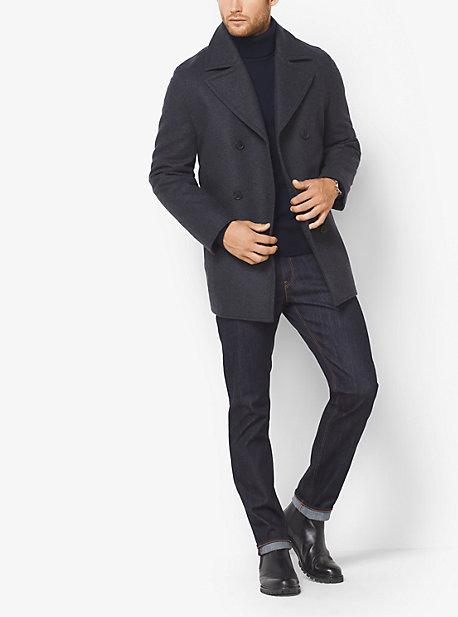 Michael Kors Mens Wool-blend Peacoat