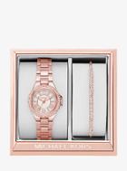 Michael Kors Petite Camille Rose Gold-tone Watch And Slider Bracelet Set