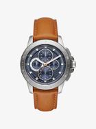Michael Kors Ryker Silver-tone And Leather Watch